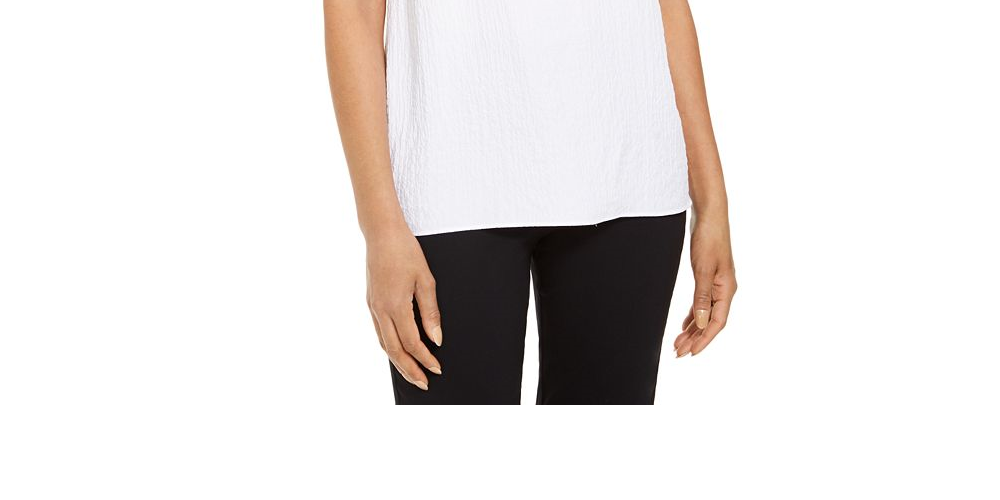 Blusa feminina com textura amassada e ombros descobertos, tamanho P, branca, da coleção JM