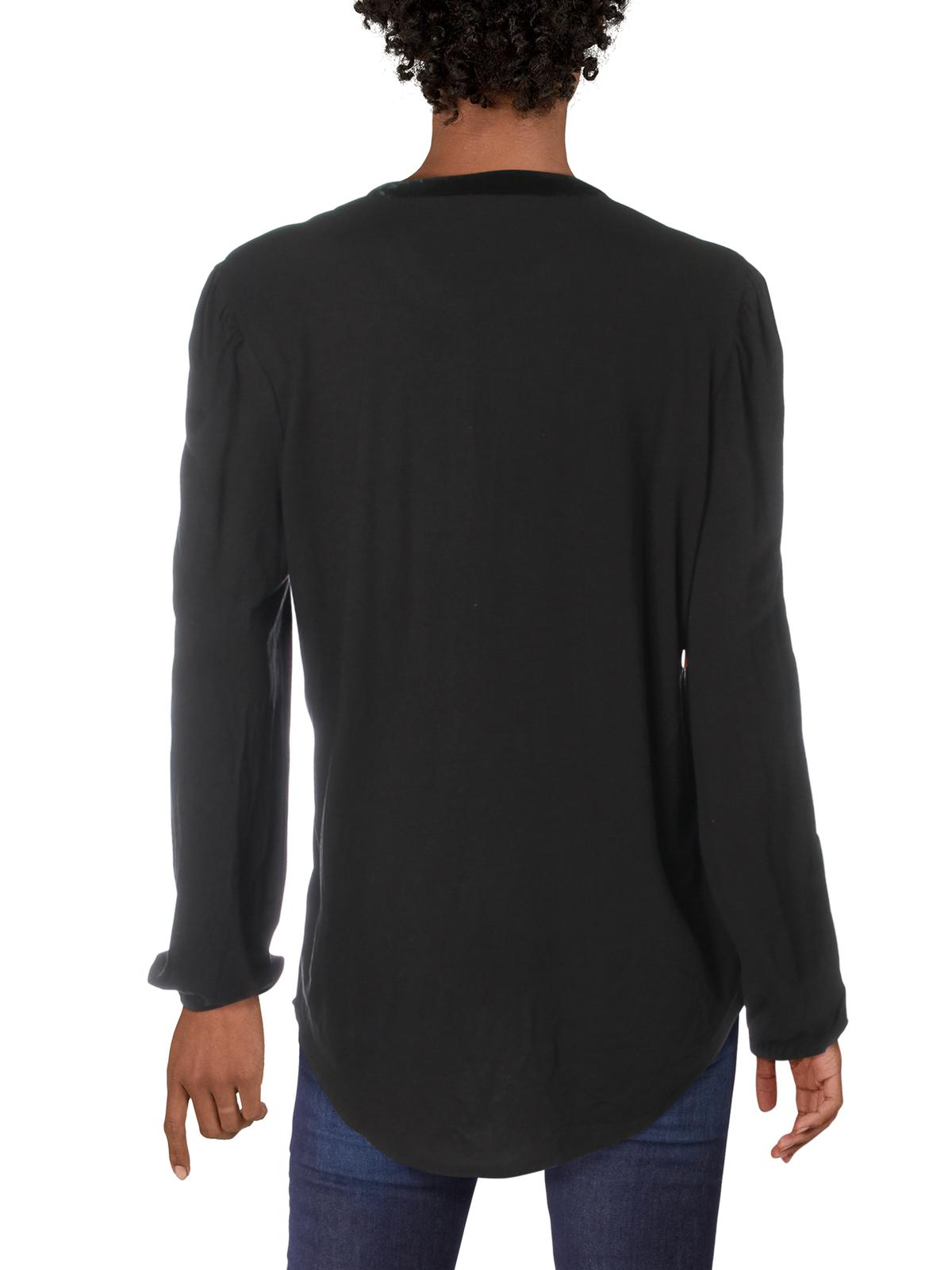 Blusa pulôver Ralph Lauren Luviana Velvet com acabamento em V e decote em V, preta, tamanho XX-G