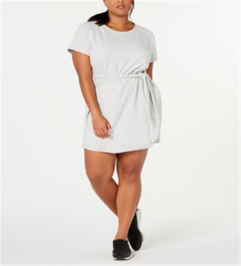 Vestido camiseta feminino com amarração frontal Ideology cinza tamanho 1X