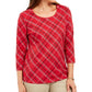 Karen Scott Top xadrez feminino pequeno vermelho tamanho pequeno GG