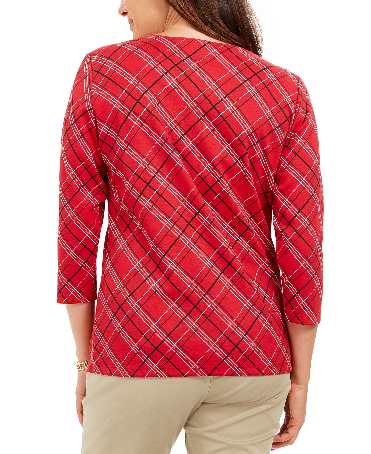 Karen Scott Top xadrez feminino pequeno vermelho tamanho pequeno GG