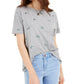Camiseta feminina Miken com estampa de gola redonda e manga curta, cinza, tamanho GG