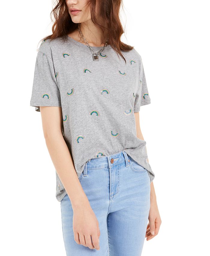 Camiseta feminina Miken com estampa de gola redonda e manga curta, cinza, tamanho GG
