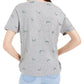 Camiseta feminina Miken com estampa de gola redonda e manga curta, cinza, tamanho GG