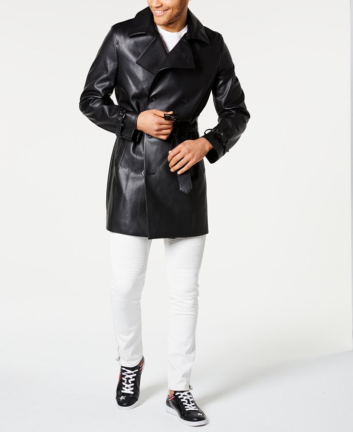 INC International Concepts Casaco masculino elegante de couro sintético, preto, tamanho médio