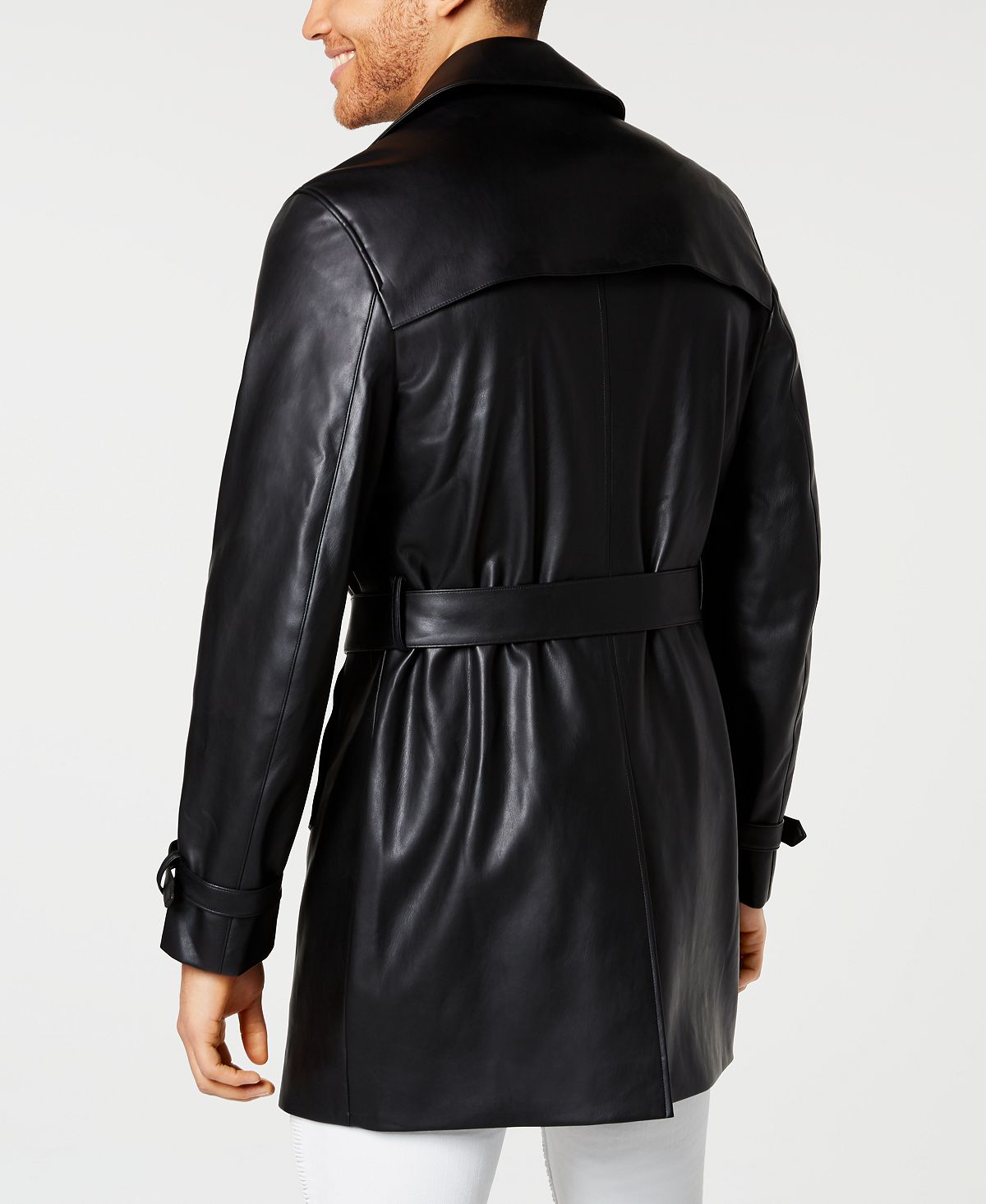 INC International Concepts Casaco masculino elegante de couro sintético, preto, tamanho médio