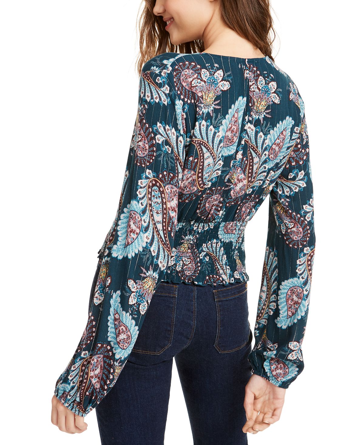 Gypsies &amp; Moondust Junior's Shine Smocked Top Azul Tamanho X-S