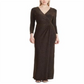 Vestido longo feminino metálico franzido Lauren Ralph Lauren, preto, tamanho 16