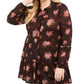 Camisa longa com botões estampada plus size feminina Style &amp; Co, marrom, tamanho 0X