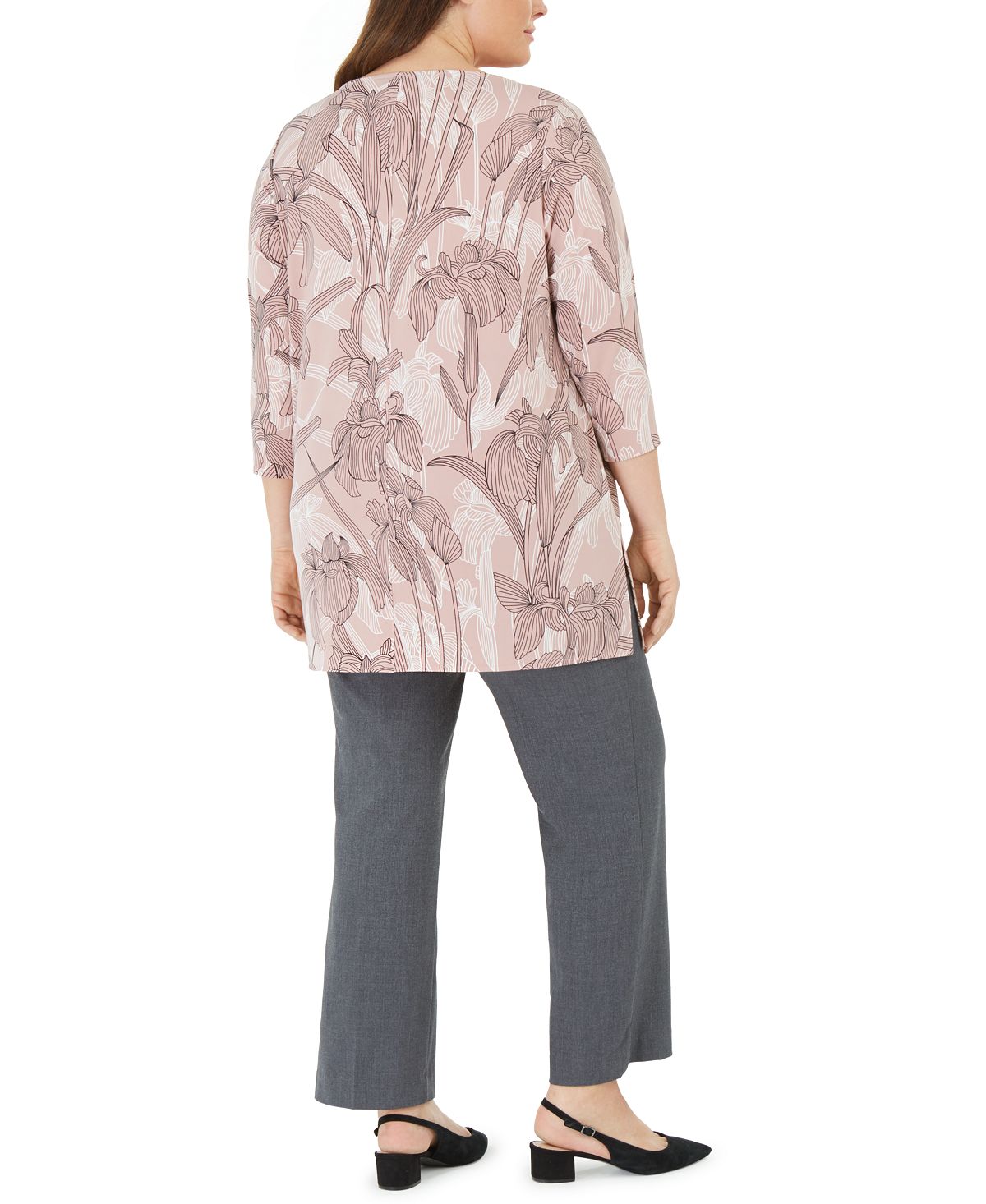 Túnica Alfani Feminina Plus com Estampa Floral Rosa Tamanho 3X