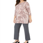 Túnica Alfani Feminina Plus com Estampa Floral Rosa Tamanho 3X