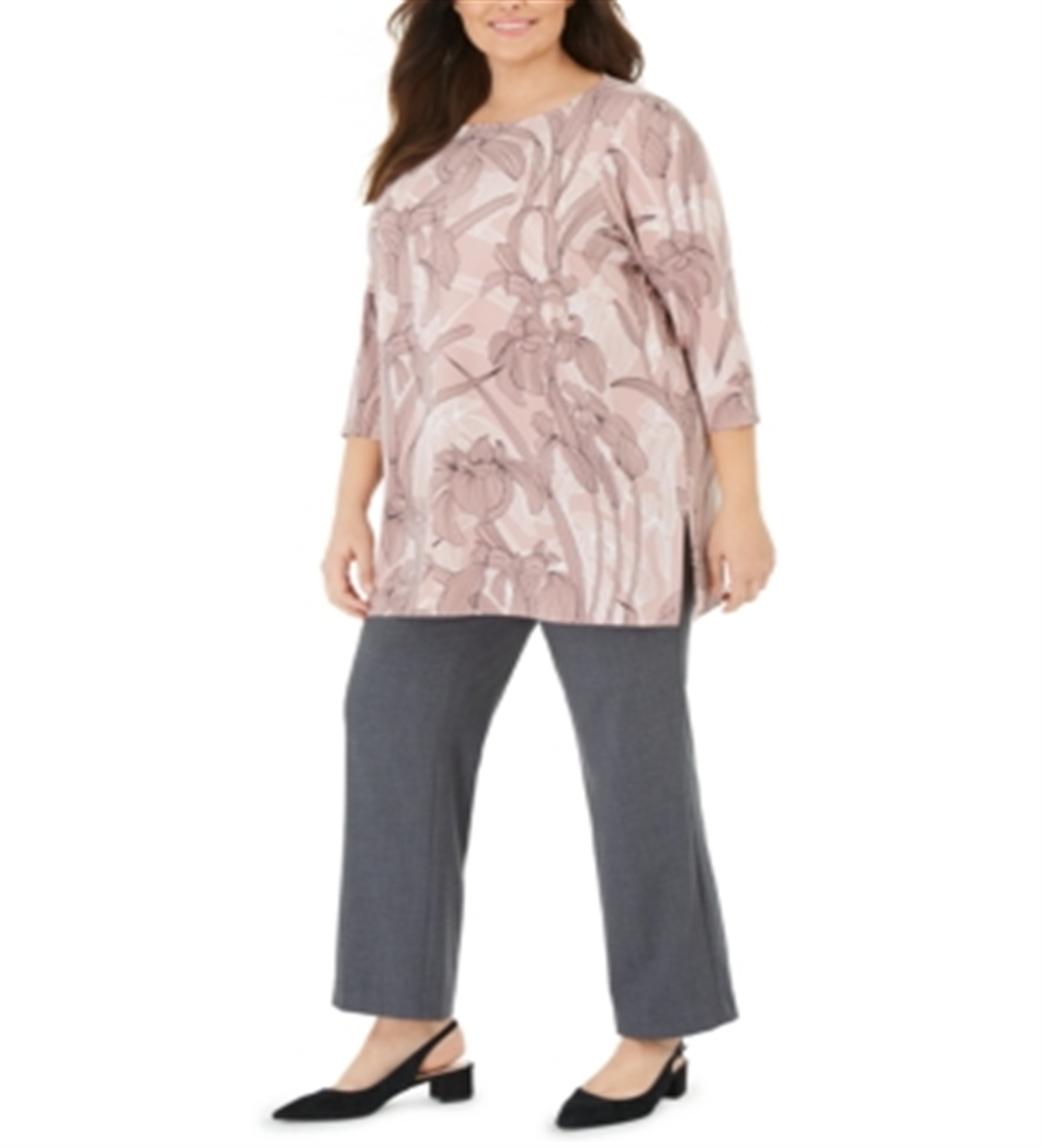 Túnica Alfani Feminina Plus com Estampa Floral Rosa Tamanho 3X