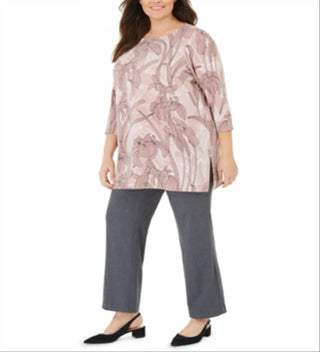 Túnica Alfani Feminina Plus com Estampa Floral Rosa Tamanho 3X