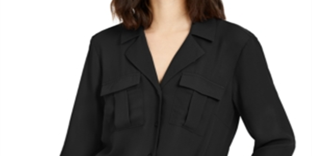 Camisa feminina com amarração frontal da INC International Concepts, preta, tamanho grande