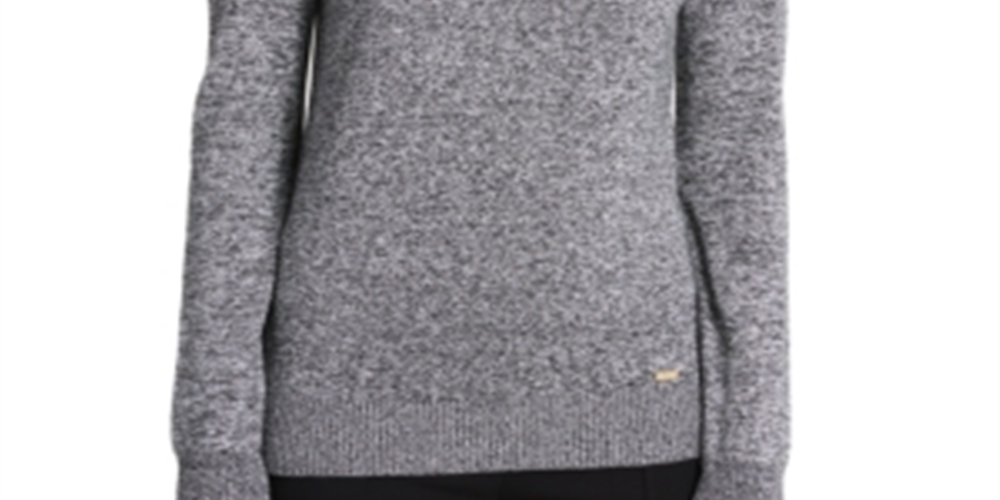 Calvin Klein Suéter Feminino Manga Longa Gola Alta Cinza Tamanho X-G