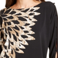 Blusa feminina Alfani com estampa e mangas curtas, preta, tamanho P