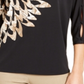 Blusa feminina Alfani com estampa e mangas curtas, preta, tamanho P