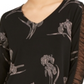 Blusa feminina Alfani com estampa floral e manga franzida, preta, tamanho grande