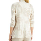 Blazer feminino Alfani com estampa floral e manga 3/4, bege, tamanho grande