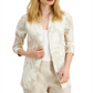 Blazer feminino Alfani com estampa floral e manga 3/4, bege, tamanho grande