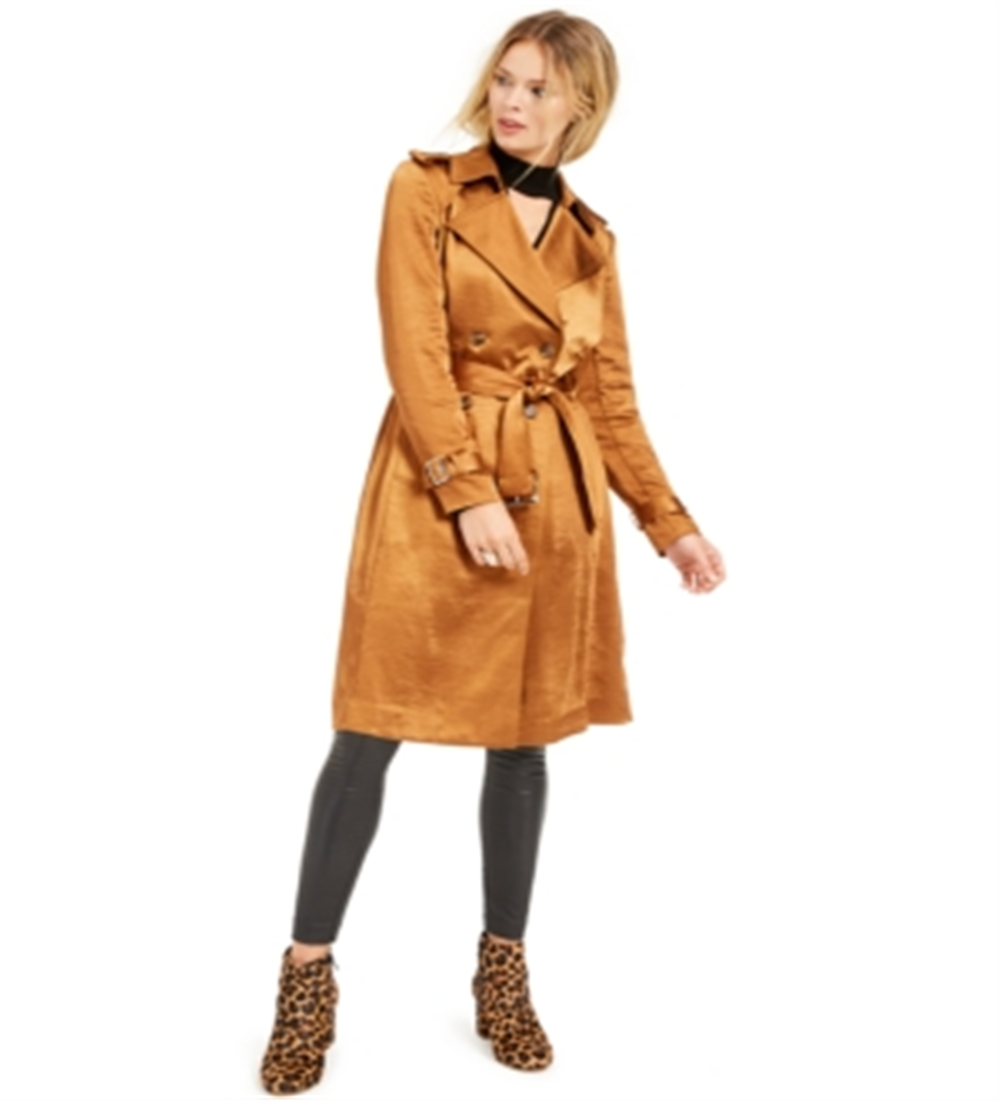 INC International Concepts Trench Coat Feminino Metálico Marrom Tamanho XX-Grande