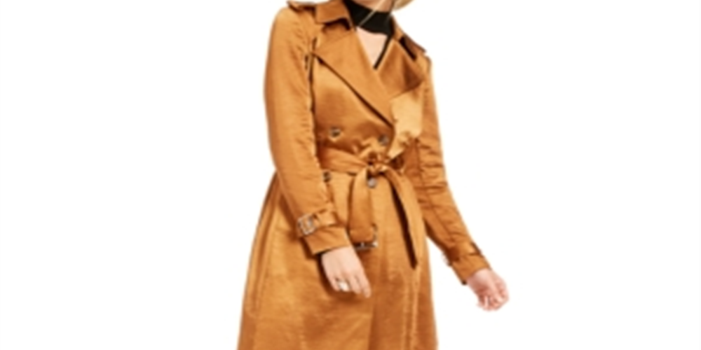INC International Concepts Trench Coat Feminino Metálico Marrom Tamanho XX-Grande