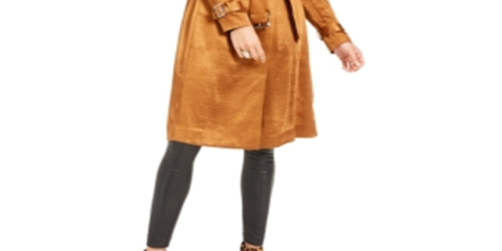 INC International Concepts Trench Coat Feminino Metálico Marrom Tamanho XX-Grande