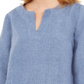 Blusa de linho com bainha desfiada feminina Charter Club, azul, tamanho pequeno