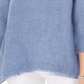 Blusa de linho com bainha desfiada feminina Charter Club, azul, tamanho pequeno