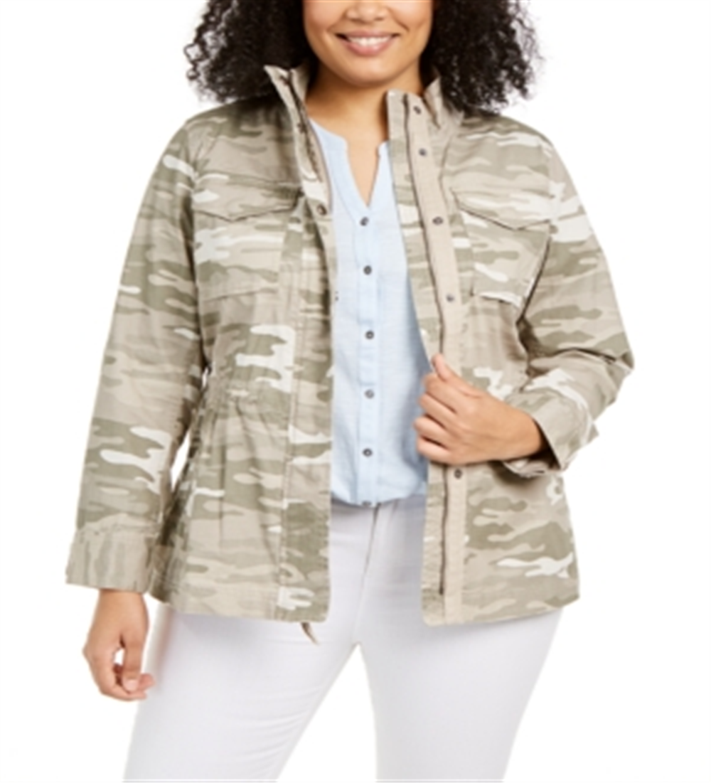 Jaqueta utilitária feminina Style &amp; Co Plus Cotton, marrom, tamanho 1X