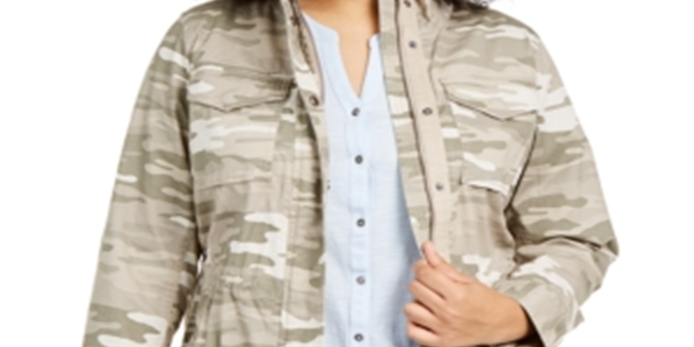 Jaqueta utilitária feminina Style &amp; Co Plus Cotton, marrom, tamanho 1X