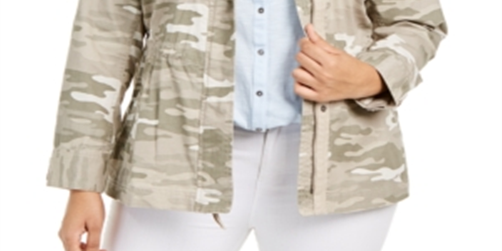 Jaqueta utilitária feminina Style &amp; Co Plus Cotton, marrom, tamanho 1X