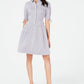 Vestido-camisa listrado e evasê feminino Maison Jules, azul, tamanho 14