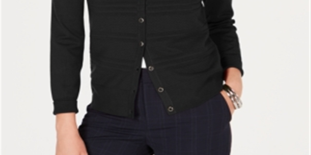 Cardigan texturizado feminino Charter Club, preto, tamanho pequeno e pequeno