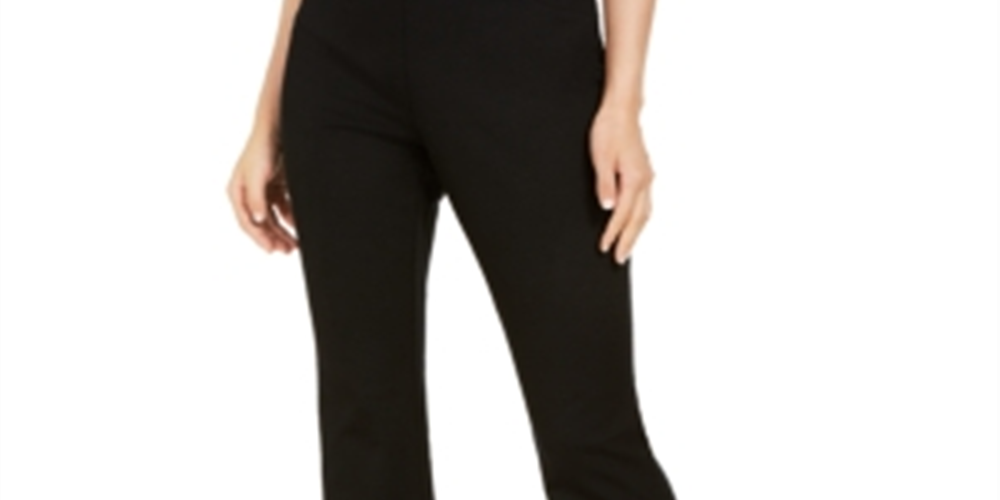 Calça feminina com bolsos e corte bootcut da INC International Concepts, preta, tamanho 12