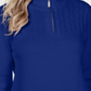 Karen Scott Suéter Feminino de Algodão com Zíper e Gola Azul Tamanho M
