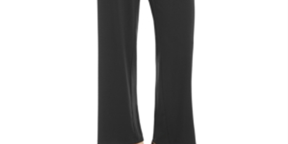 Calça Alfani Feminina Stretch Cintura Alta Perna Larga Preta Tamanho Grande