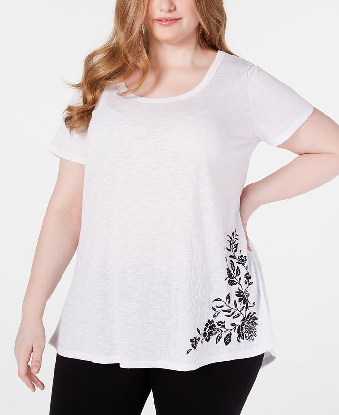 Seven7 Jeans Feminino Trendy Plus Blusa Franzida nas Costas Branca Tamanho 1X