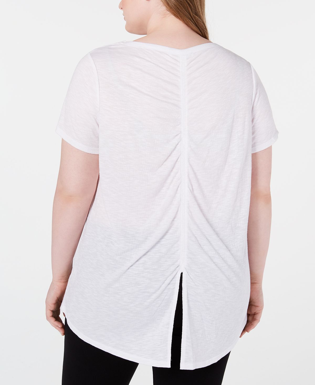 Seven7 Jeans Feminino Trendy Plus Blusa Franzida nas Costas Branca Tamanho 1X