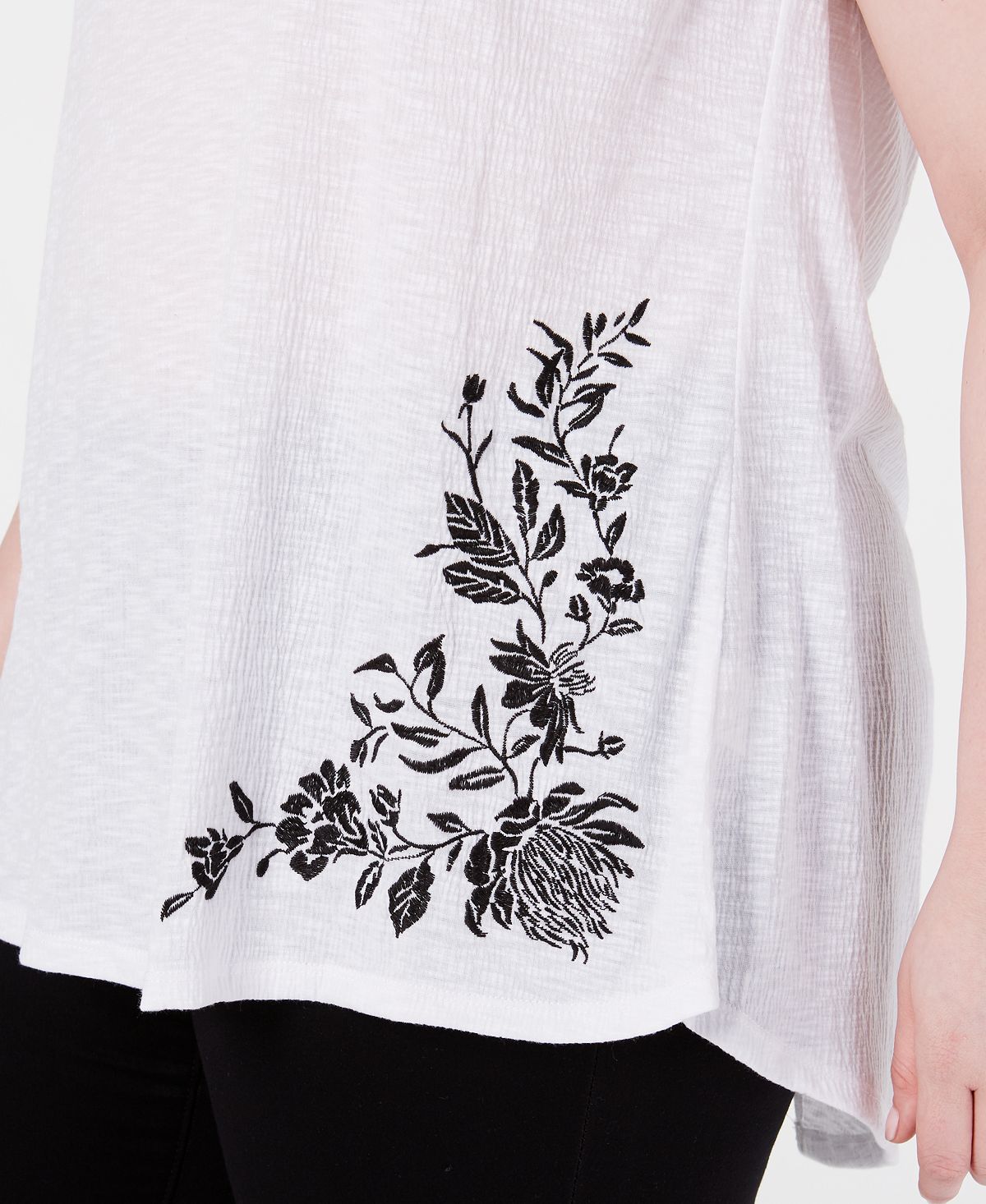 Seven7 Jeans Feminino Trendy Plus Blusa Franzida nas Costas Branca Tamanho 1X