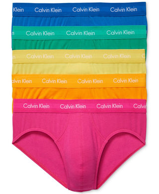 Pacote com 5 cuecas Calvin Klein Pride masculinas, rosa, tamanho G