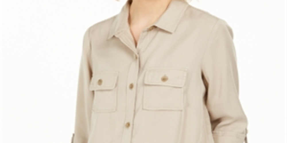 Camisa utilitária feminina Charter Club marrom tamanho pequeno