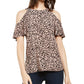 Blusa feminina com estampa de dálmata e ombros descobertos, tamanho pequeno, rosa, da INC International Concepts