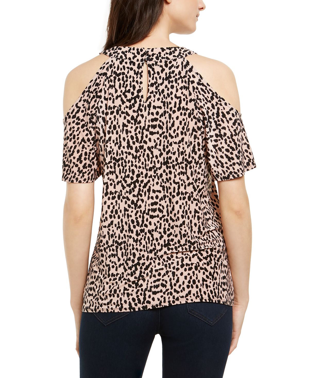 Blusa feminina com estampa de dálmata e ombros descobertos, tamanho pequeno, rosa, da INC International Concepts