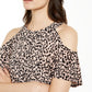 Blusa feminina com estampa de dálmata e ombros descobertos, tamanho pequeno, rosa, da INC International Concepts