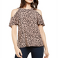 Blusa feminina com estampa de dálmata e ombros descobertos, tamanho pequeno, rosa, da INC International Concepts