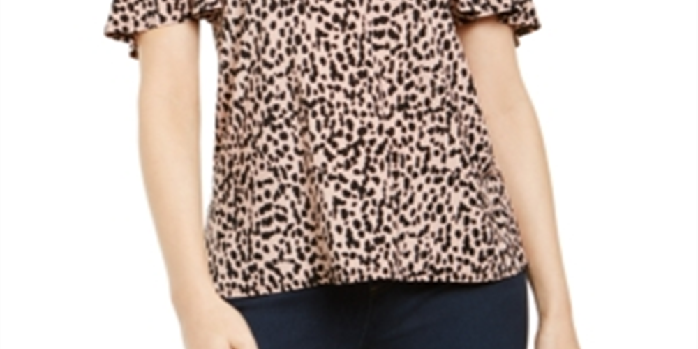 Blusa feminina com estampa de dálmata e ombros descobertos, tamanho pequeno, rosa, da INC International Concepts