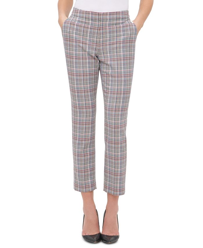 Calça social feminina Tommy Hilfiger Scarlet Glen Plaid reta marrom tamanho 14