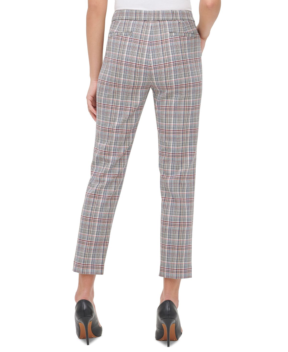 Calça social feminina Tommy Hilfiger Scarlet Glen Plaid reta marrom tamanho 14