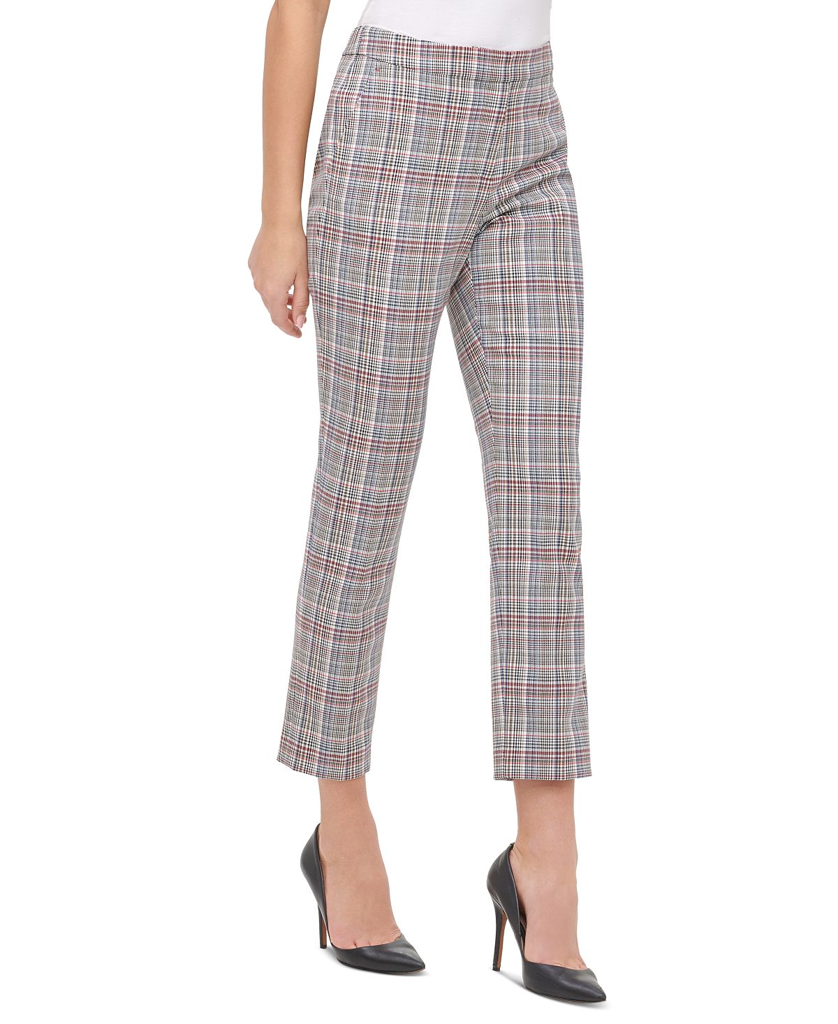 Calça social feminina Tommy Hilfiger Scarlet Glen Plaid reta marrom tamanho 14